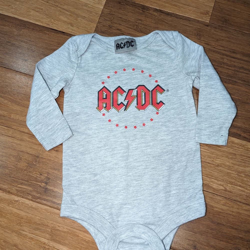 AC/DC Gray and Red Kids One Piece, Excellent condition. 3-6 months